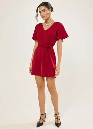 Naguchi - Vestido com Detalhe Decote Vermelho Chilly - NAGUCHI