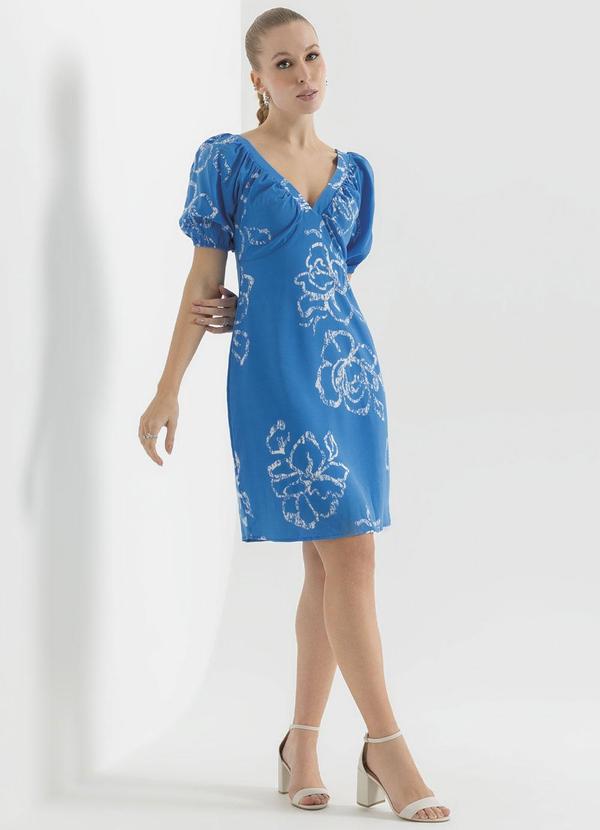 Cativa - Vestido com Estampa Rotativa Azul