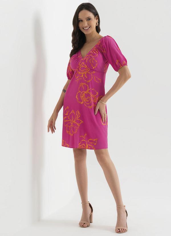 Cativa - Vestido com Estampa Rotativa Rosa