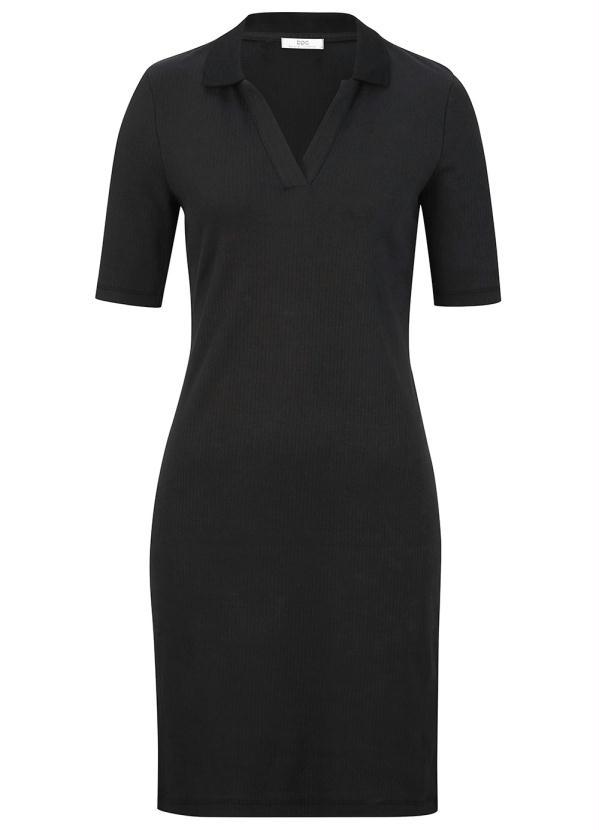 Outlet - Vestido com Gola Manga Curta Preta 4