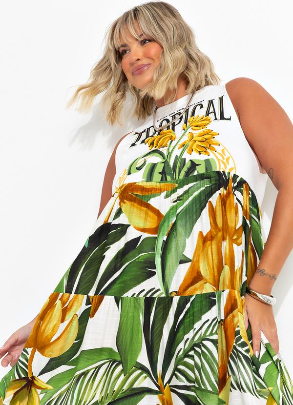 Farm - Vestido Cropped Banana Off White 14