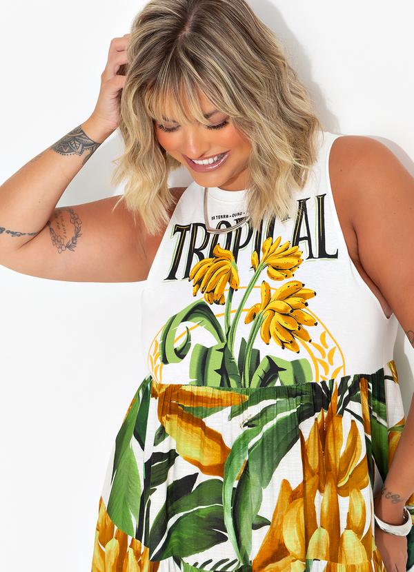 Farm - Vestido Cropped Banana Off White 15