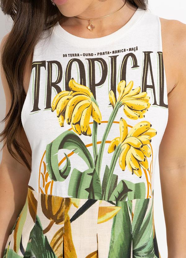 Farm - Vestido Cropped Banana Off White 8