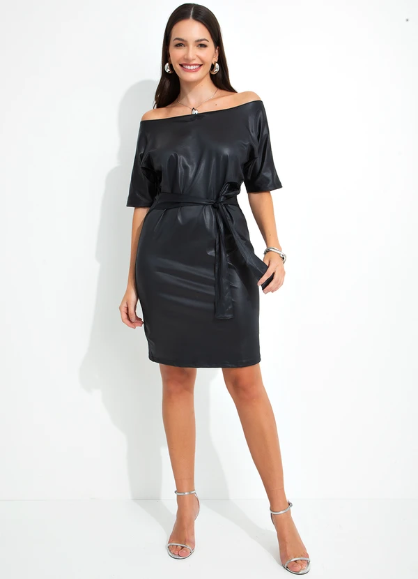 bonprix - Vestido de Cirrê com Amarração Preto 3