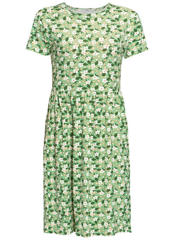 Outlet - Vestido Decote Redondo Floral Verde 5