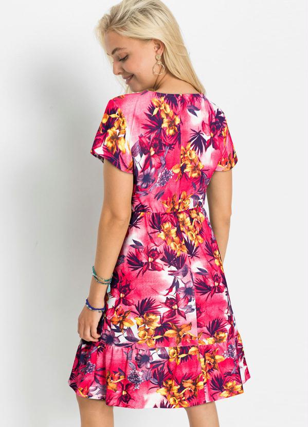 Outlet - Vestido Decote Transpassado Floral Pink 3