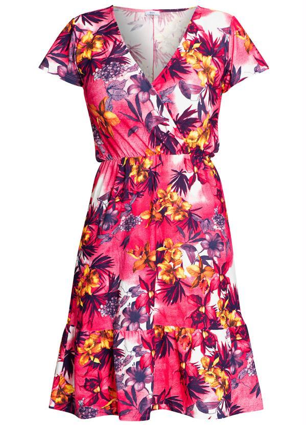 Outlet - Vestido Decote Transpassado Floral Pink 2
