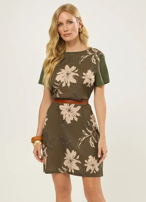Naguchi - Vestido Estampa Flowers Verde Cacto - NAGUCHI