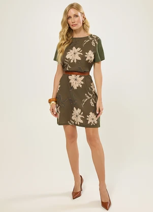 Naguchi - Vestido Estampa Flowers Verde Cacto - NAGUCHI
