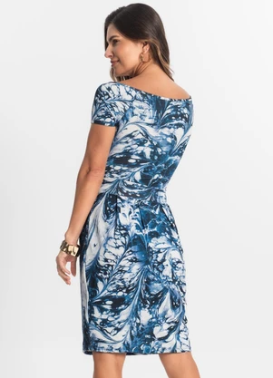 Rovitex - Vestido Feminino Curto em Liganete Azul - ROVITEX