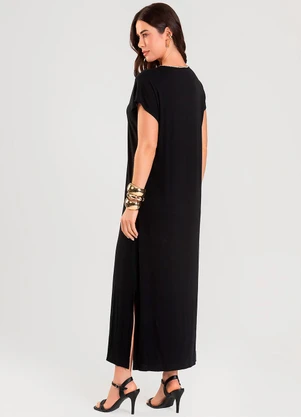 Dianna - Vestido Feminino Decote V Super Midi Preto - DIANNA