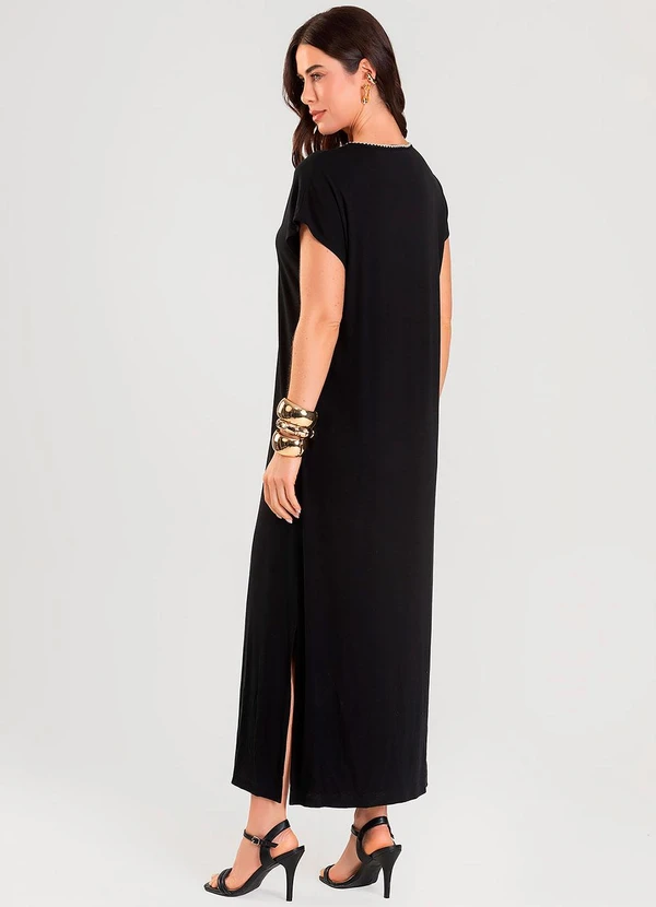 Dianna - Vestido Feminino Decote V Super Midi Preto 2