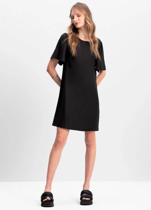Essendi - Vestido Feminino em Viscose Sarjado Preto - ESSENDI