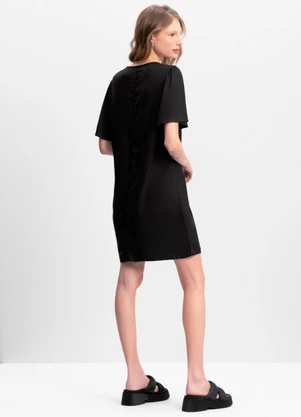 Essendi - Vestido Feminino em Viscose Sarjado Preto - ESSENDI