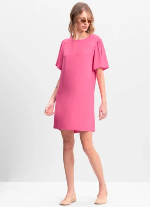Essendi - Vestido Feminino em Viscose Sarjado Rosa - ESSENDI