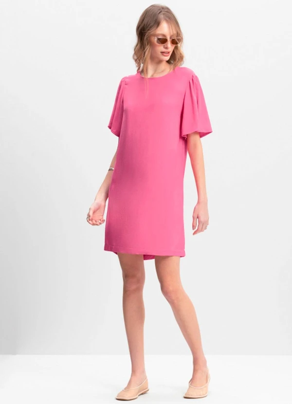 Essendi - Vestido Feminino em Viscose Sarjado Rosa