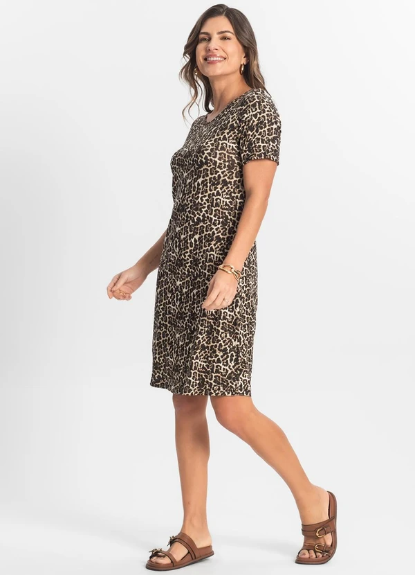 Select - Vestido Feminino Estampado Bege 3