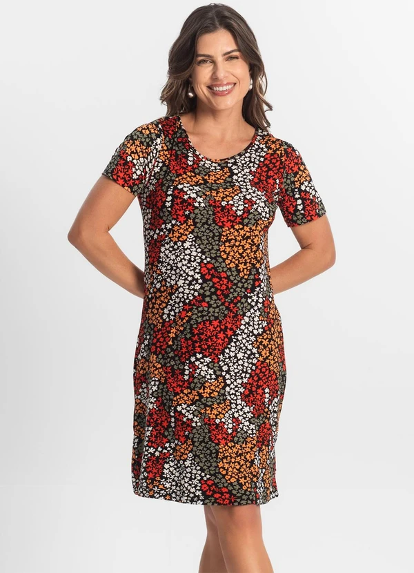 Select - Vestido Feminino Estampado Laranja 2