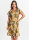 Select - Vestido Feminino Evasê Estampado Azul - variação: Amarelo