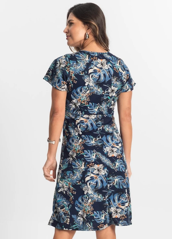 Select - Vestido Feminino Evasê Estampado Azul 2