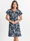 Select - Vestido Feminino Evasê Estampado Azul - variação: Azul