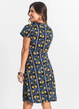 Select - Vestido Feminino Evasê Estampado Azul - SELECT