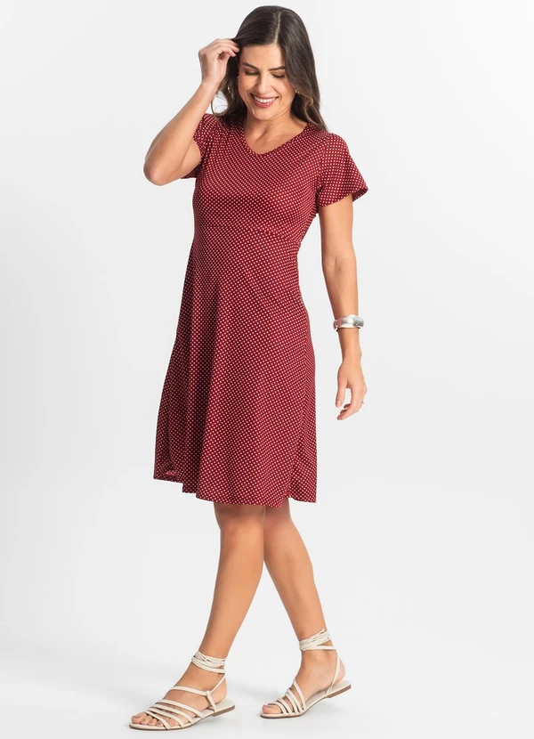 Select - Vestido Feminino Evasê Estampado Vermelho 3