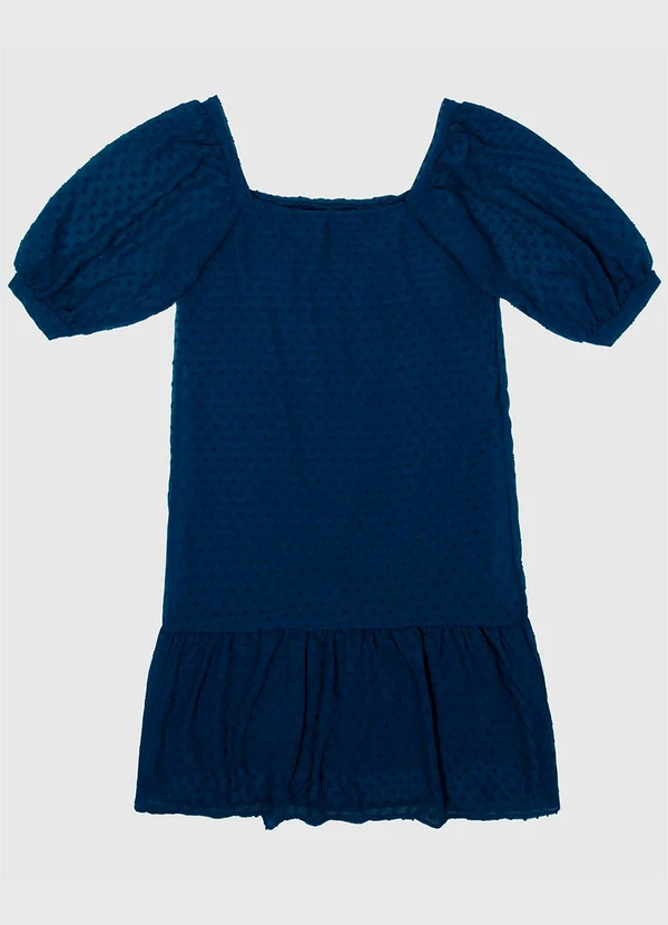 Malwee - Vestido Feminino Manga Bufante em Crepe Azul 6