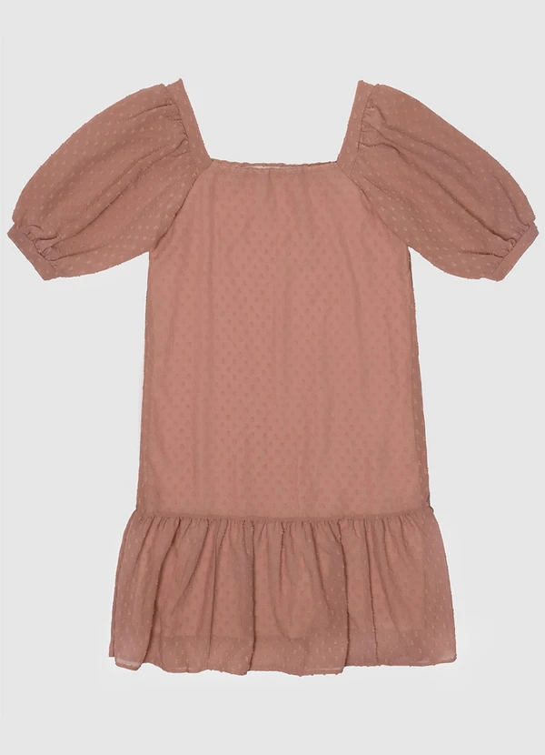 Malwee - Vestido Feminino Manga Bufante em Crepe Marrom 6