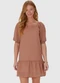 Malwee - Vestido Feminino Manga Bufante em Crepe Marrom - variação: Marrom