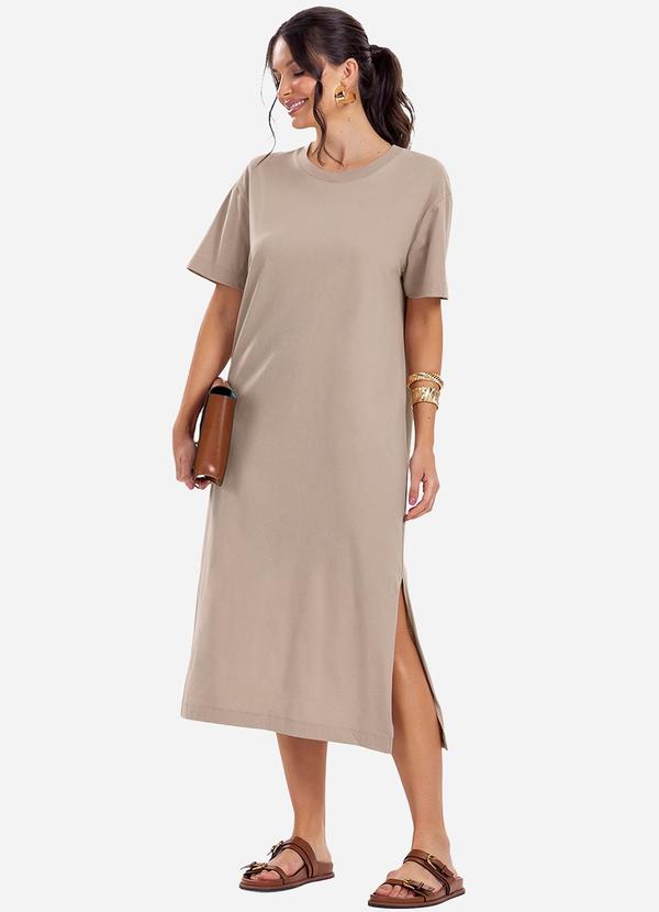 Rovitex - Vestido Feminino Meia Malha Marrom