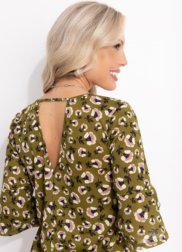 Bimini - Vestido Floral Verde Oliva em Malha 4