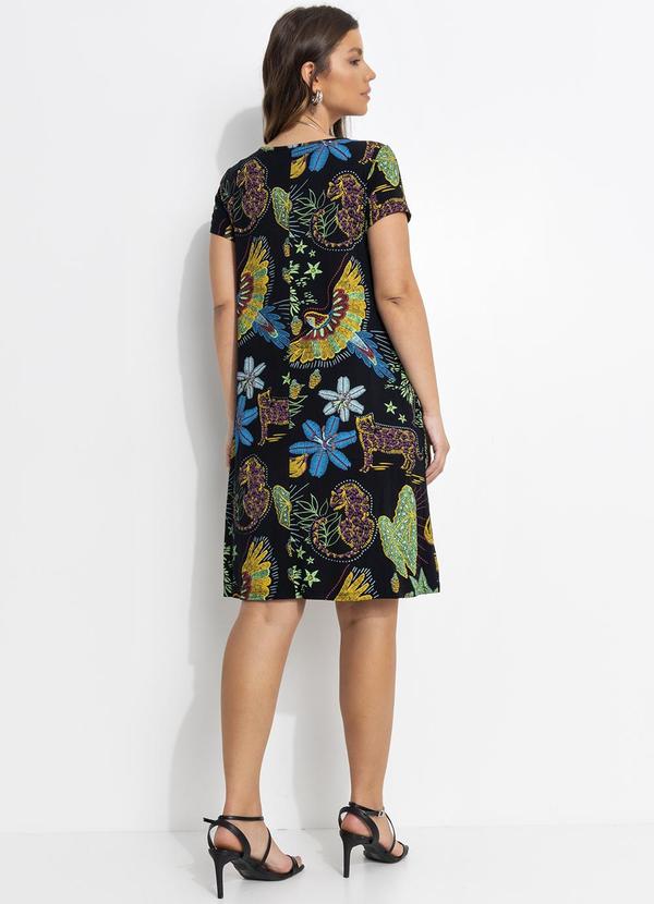 Quintess - Vestido Floresta Preta em Malha de Viscose 3