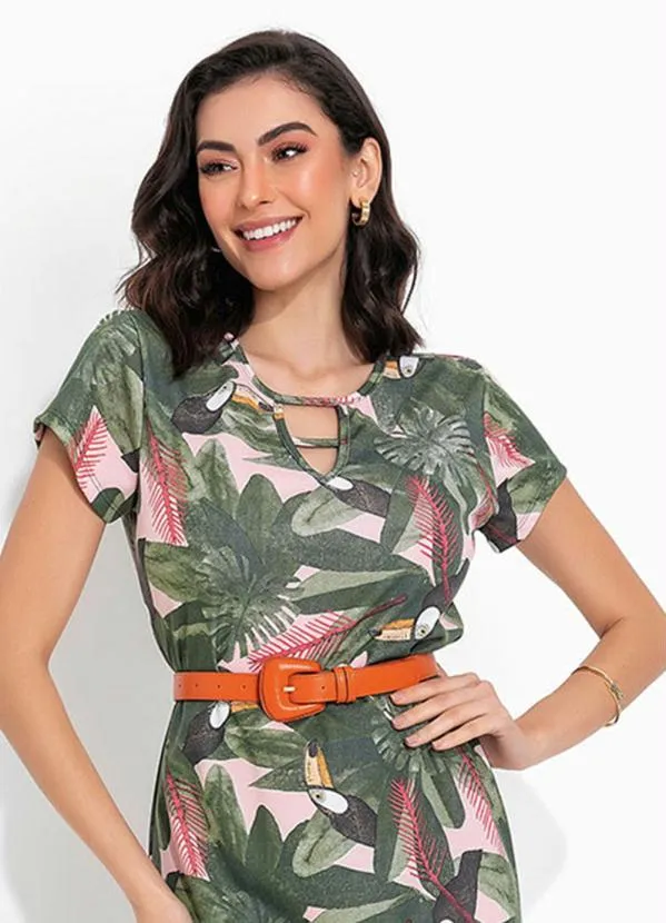 Rosalie - Vestido Folhagem Verde com Babado 3