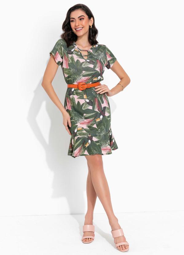 Rosalie - Vestido Folhagem Verde  com Babado 4