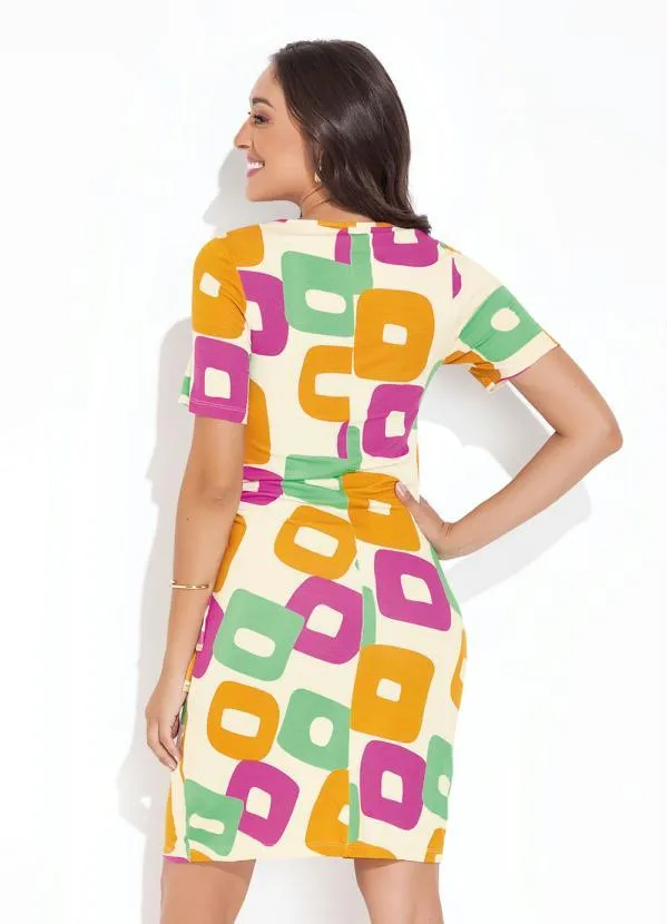 Rovitex - Vestido Geométrico Colorido em Molecotton 2