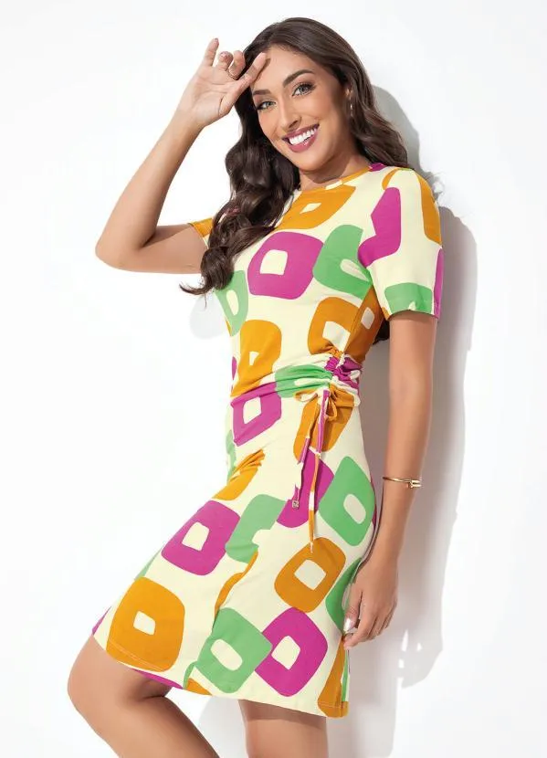 Rovitex - Vestido Geométrico Colorido em Molecotton 5
