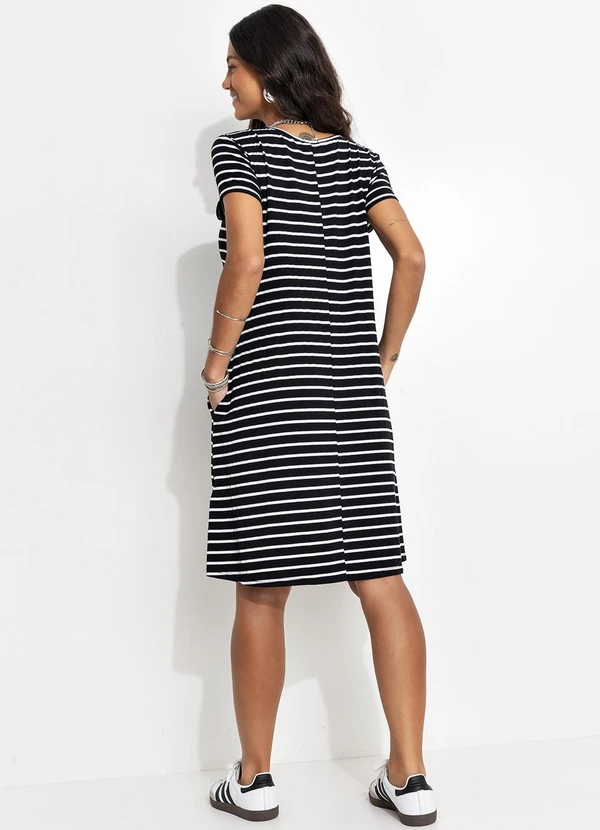 Quintess - Vestido Listrado Preto e Branco 6