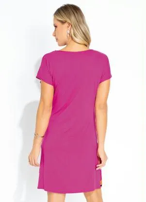 Vestido (Listras Rosa) com Mangas Rovitex - ROVITEX