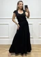 Doce Tom - Vestido Longo com Manga Curta e Recorte Preto - variação: Preto
