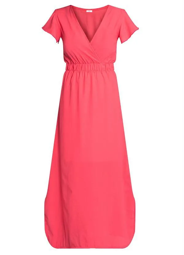 bonprix - Vestido Longo Manga com Babado Rosa 5