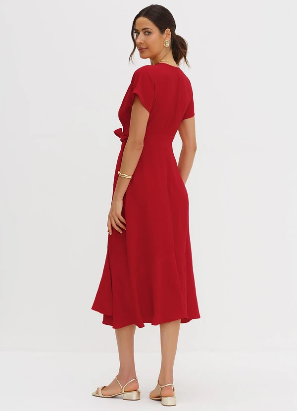 Principessa - Vestido Longuete Manga Curta Vermelho Noelia 2