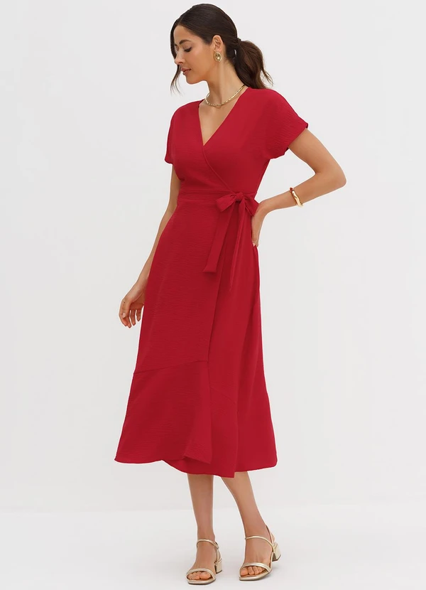 Principessa - Vestido Longuete Manga Curta Vermelho Noelia 6