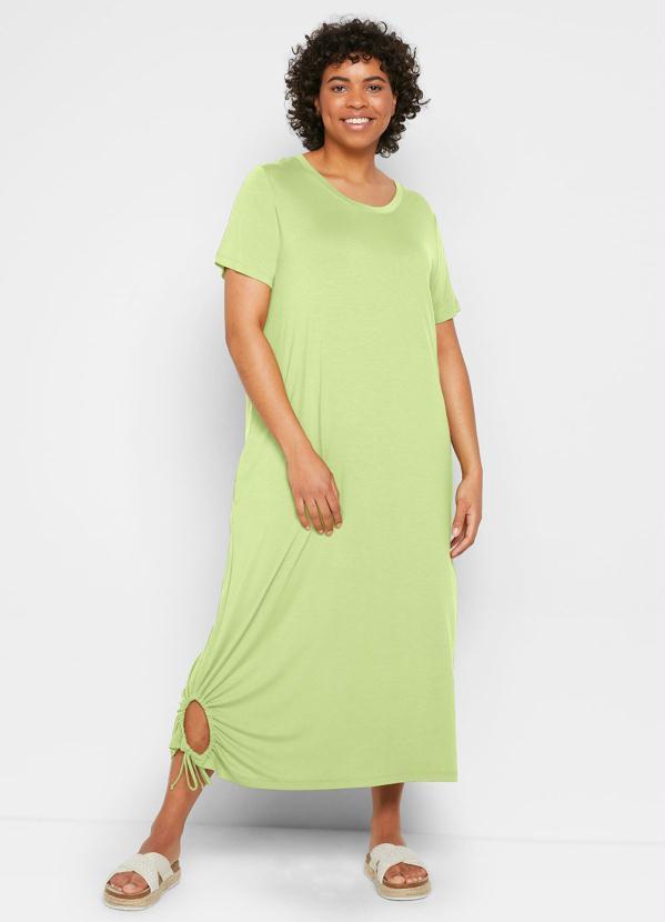 bonprix - Vestido Longuete Manga Curta Verde Lima 4