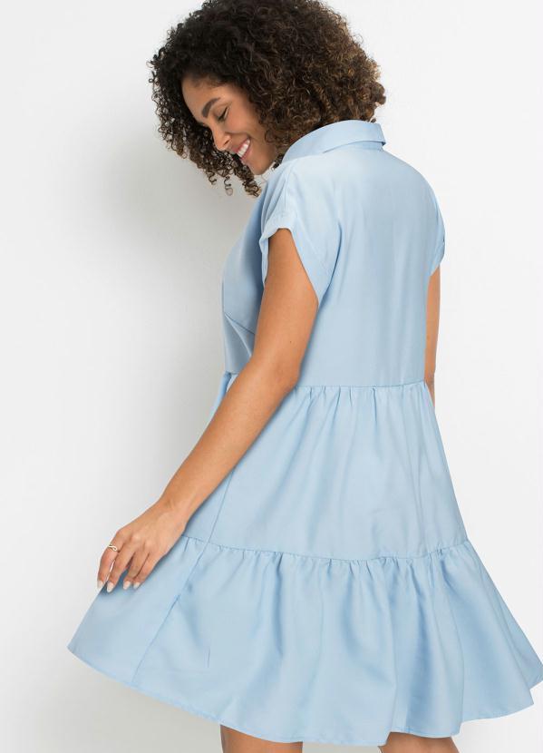 Queima Estoque - Vestido Manga Curta Azul Claro 2