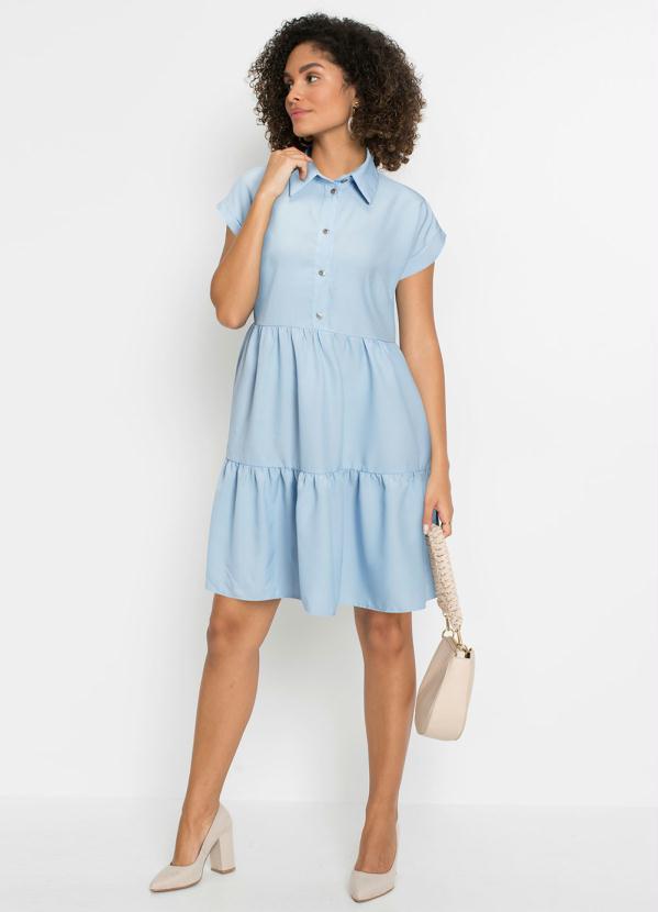 Queima Estoque - Vestido Manga Curta Azul Claro 4