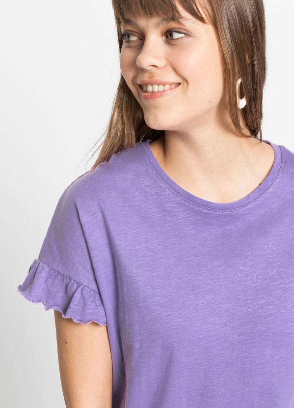 bonprix - Vestido Manga Curta com Babado Lilás 3