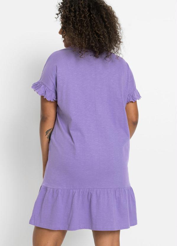 bonprix - Vestido Manga Curta com Babado Lilás 5
