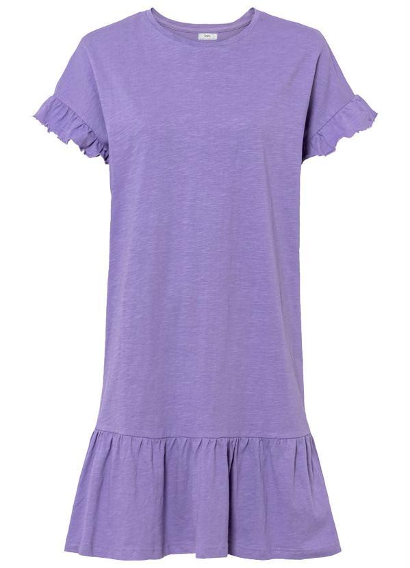 bonprix - Vestido Manga Curta com Babado Lilás 7