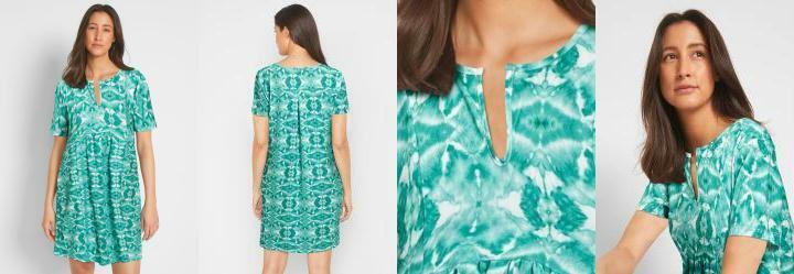 Vestido Manga Curta tnico Verde